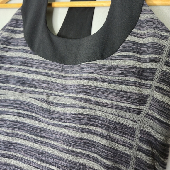 Lululemon Scoop Neck Tank Top Blue/black/gray Striped Size 6 - Picture 5 of 6